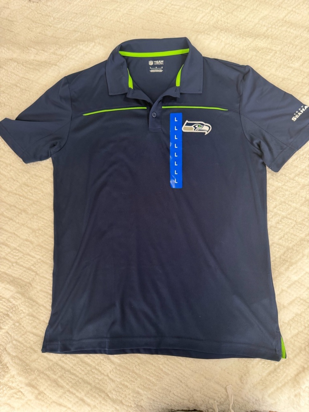 NFL Seattle Seahawks Navy Polo with Neon Green Trim